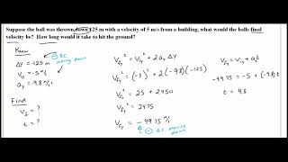 Free Fall Example Problems