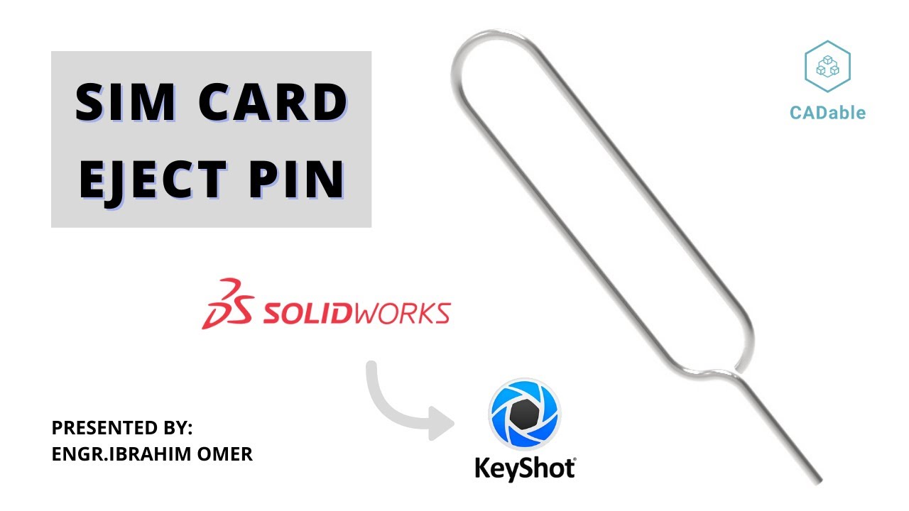 Sketch sim card ejector pin in SOLIDWORKS Sim card ejector Keyshot