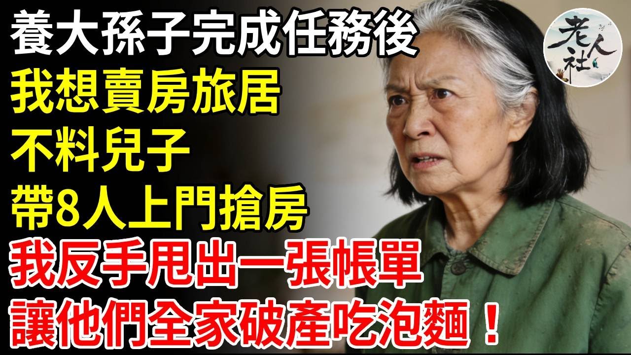 養大孫子完成任務後，我想賣房旅居，不料兒子帶8人上門搶房，我反手甩出一張帳單，讓他們全家破產吃泡麵！#養老#退休金#不肖子孫#老年生活#老人社
