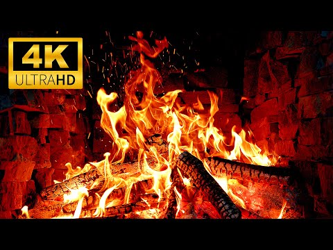 Cozy Burning Logs In The Fireplace 4K Crackling Fire Sounds Soft Flames For Relaxing Focus 