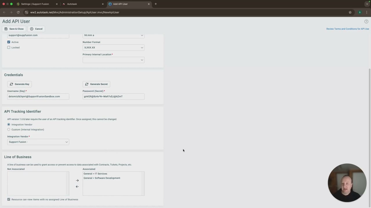 Setting up your Autotask API connection