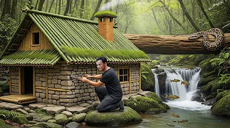 72 Hours Survival Building a House with Stone and Bamboo   Survive Alone   Shelter in a Stone House