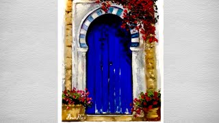 #تعلم_الرسم #كيف_ترسم || رسم ابواب تونس القديمة عبير العيسى || How to paint a door and flowers