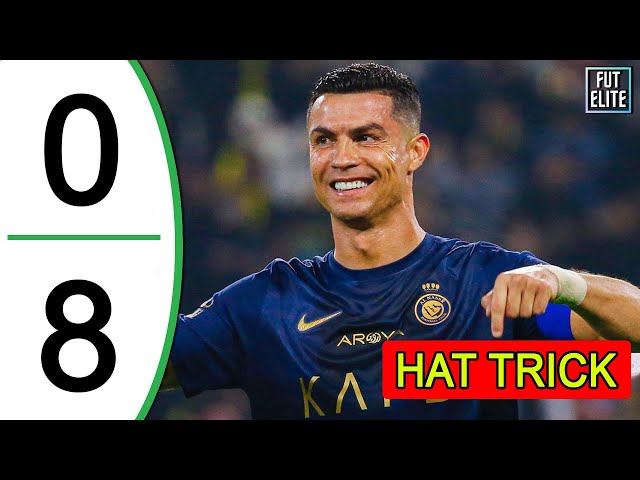 Cristiano RONALDO Hat Trick AGAIN | Abha vs Al Nassr 0-8 Highlights & Goals 2024 class=