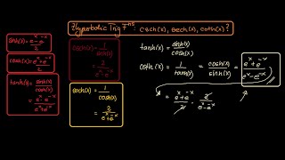 Hyperbolic Trig Functions expressed with e: csch(x), sech(x), coth(x) - (Calculus1)