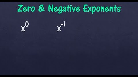 Zero and Negative Exponents