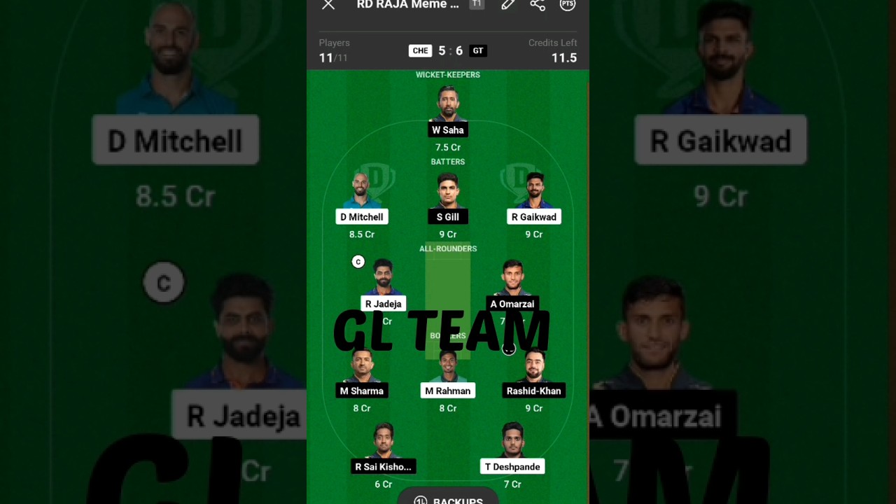 CSK vs GT Dream 11 Grand Leagues Team prediction 🏆🥳||