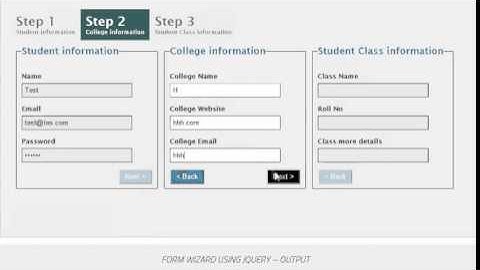 Form Wizard using jQuery