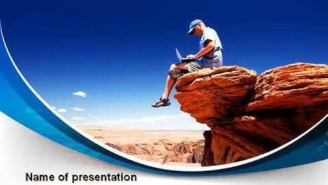 With Laptop On The Top Of The World PowerPoint Template by PoweredTemplate.com