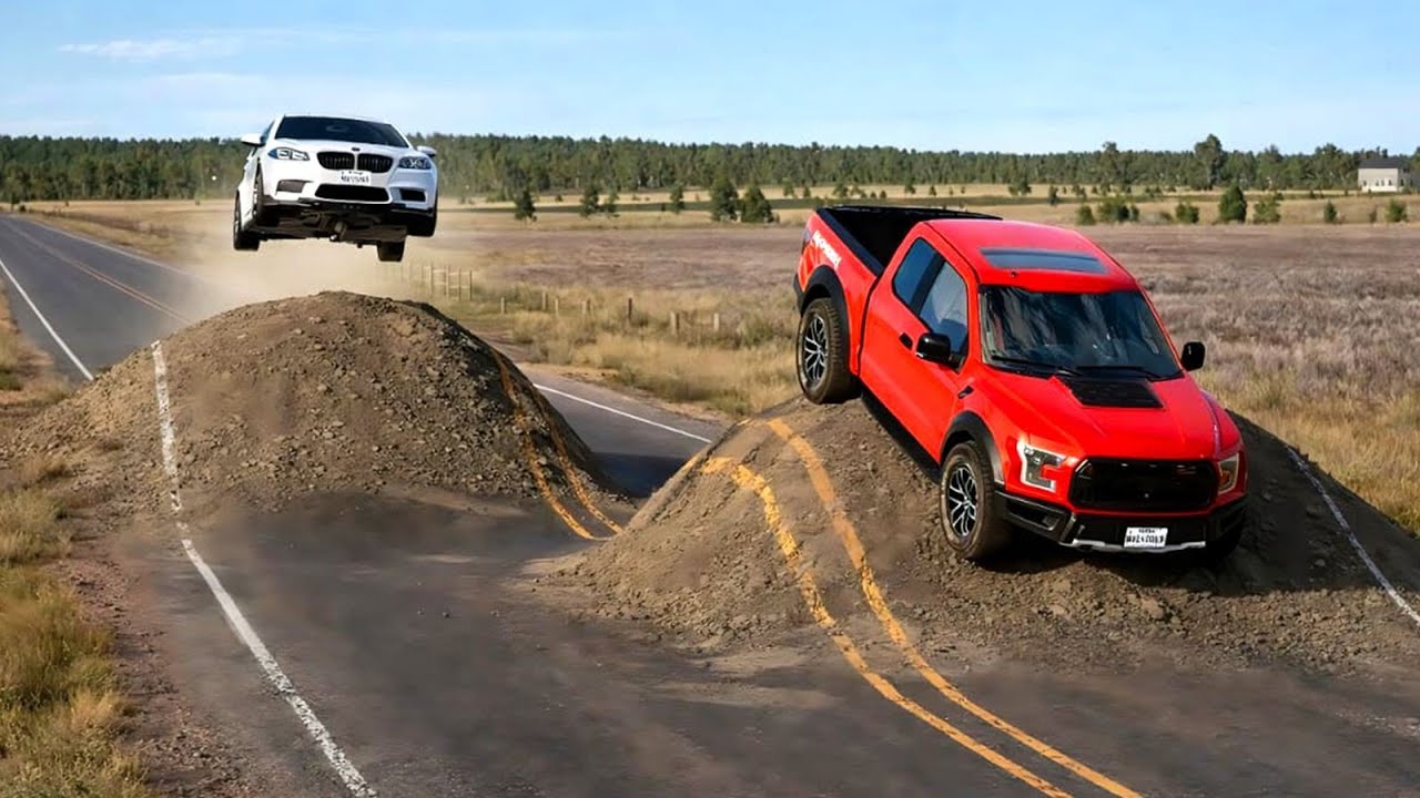 Cars vs Huge Bulges on The Road Challenge #2 in BeamNG Drive!