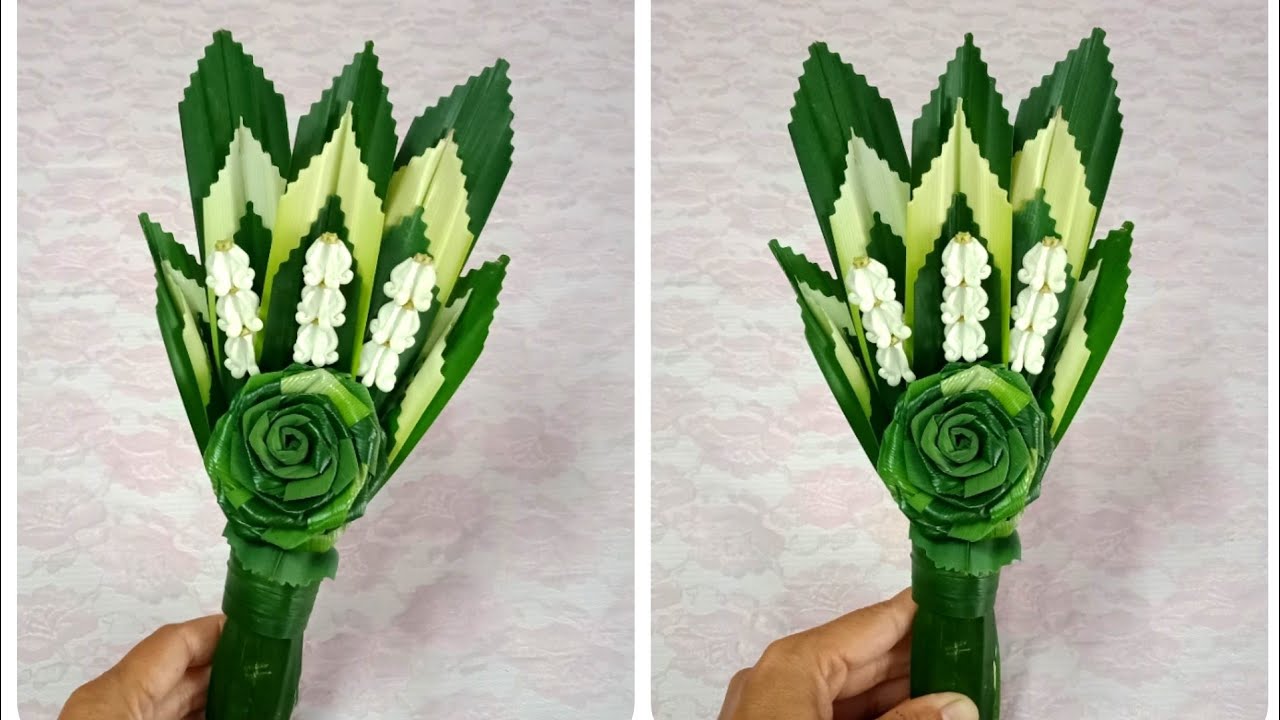 ดอกกุหลาบใบเตย #ดอกไม้ไหว้พระแบบใหม่ #DIY flower from Panda #PPP CHANNEL