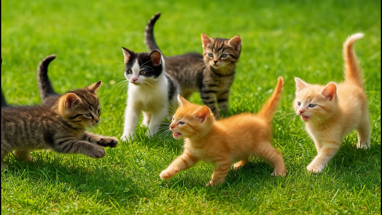 🌿😻 Adorable Kittens Having Fun on the Grass – Cute Meows & Beautiful Cat Moments in 4K
