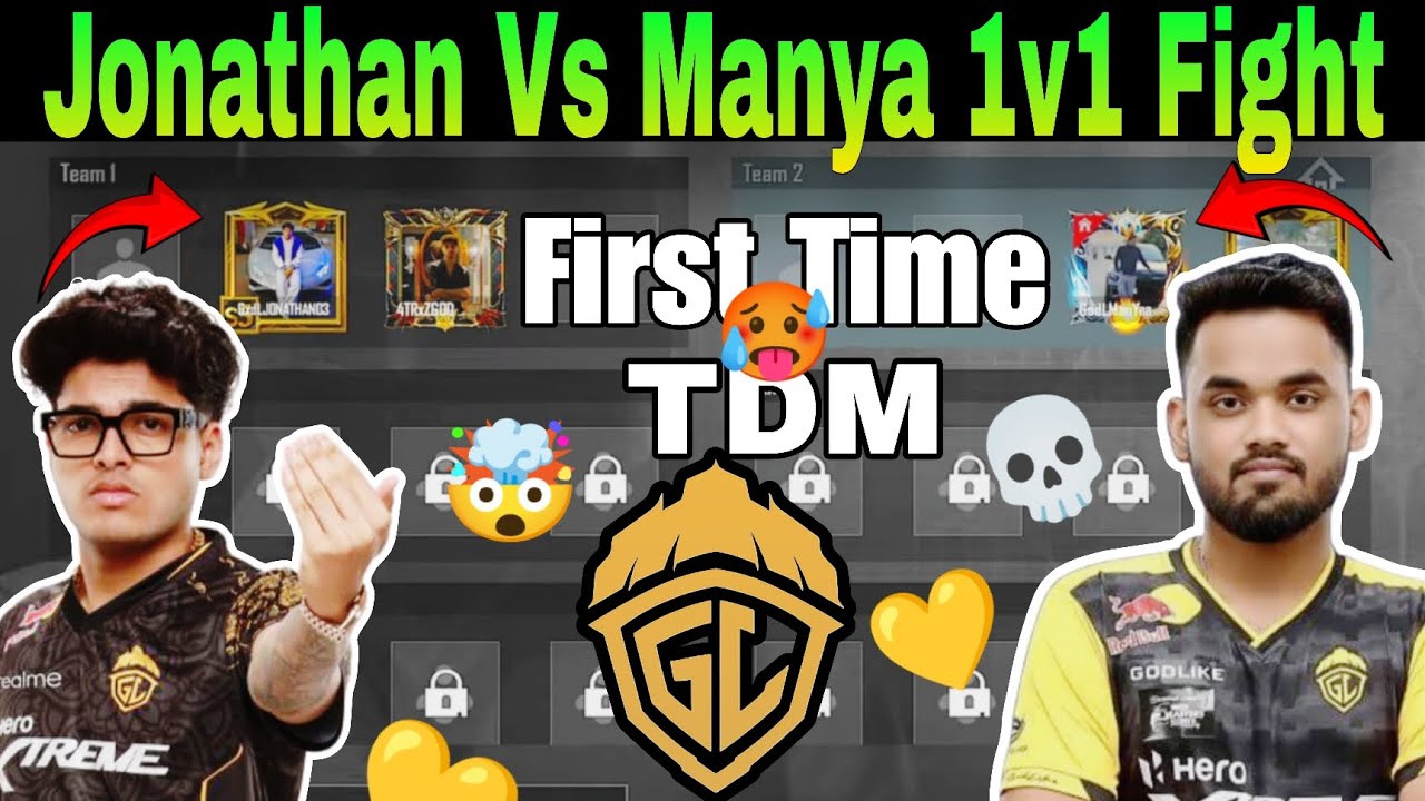 Jonathan Vs Manya First Time 1v1 TDM💛💀Full Intense M416 Match🥵Manya Shocked ByJonathan🔥🤯