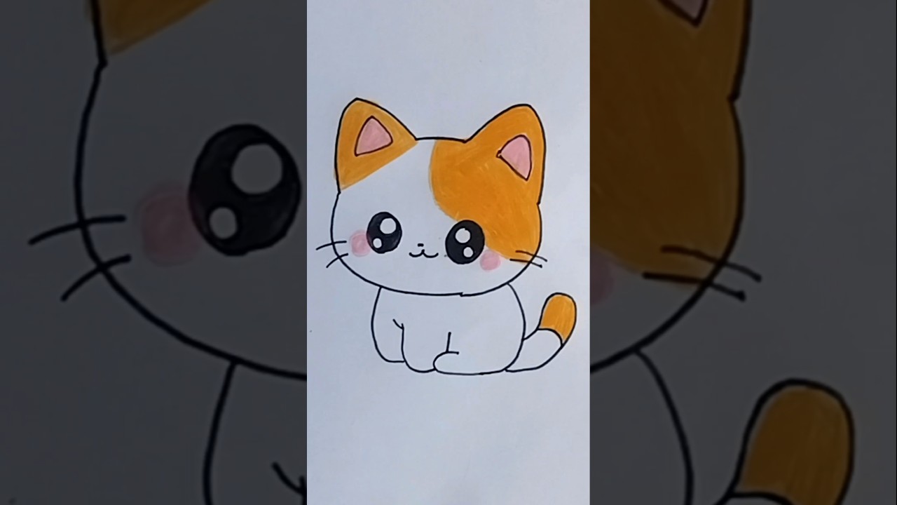 How to Draw a Cute Cat Easily Step by Step 😺
