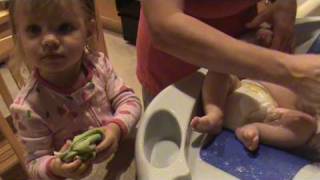 Avery helping at bath time 923