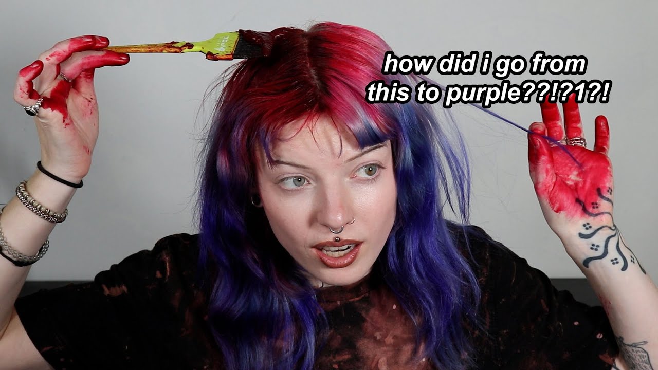 accidentally dyeing my hair purple because I can't do anything right