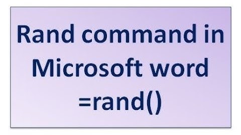 How to Enable Rand Command on Microsoft Word || Rand command not work in Ms Word