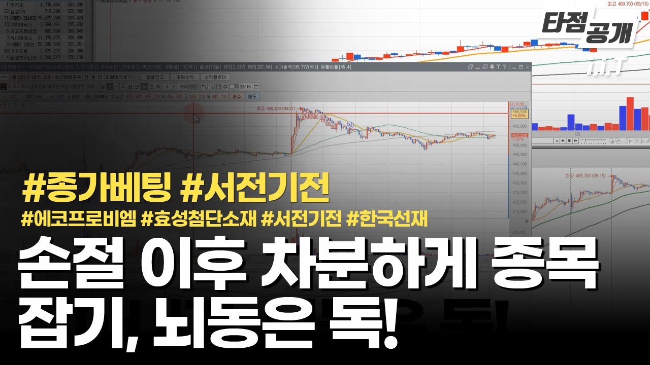 ⁣손절 이후 차분하게 종목선정 서전기전 종가베팅