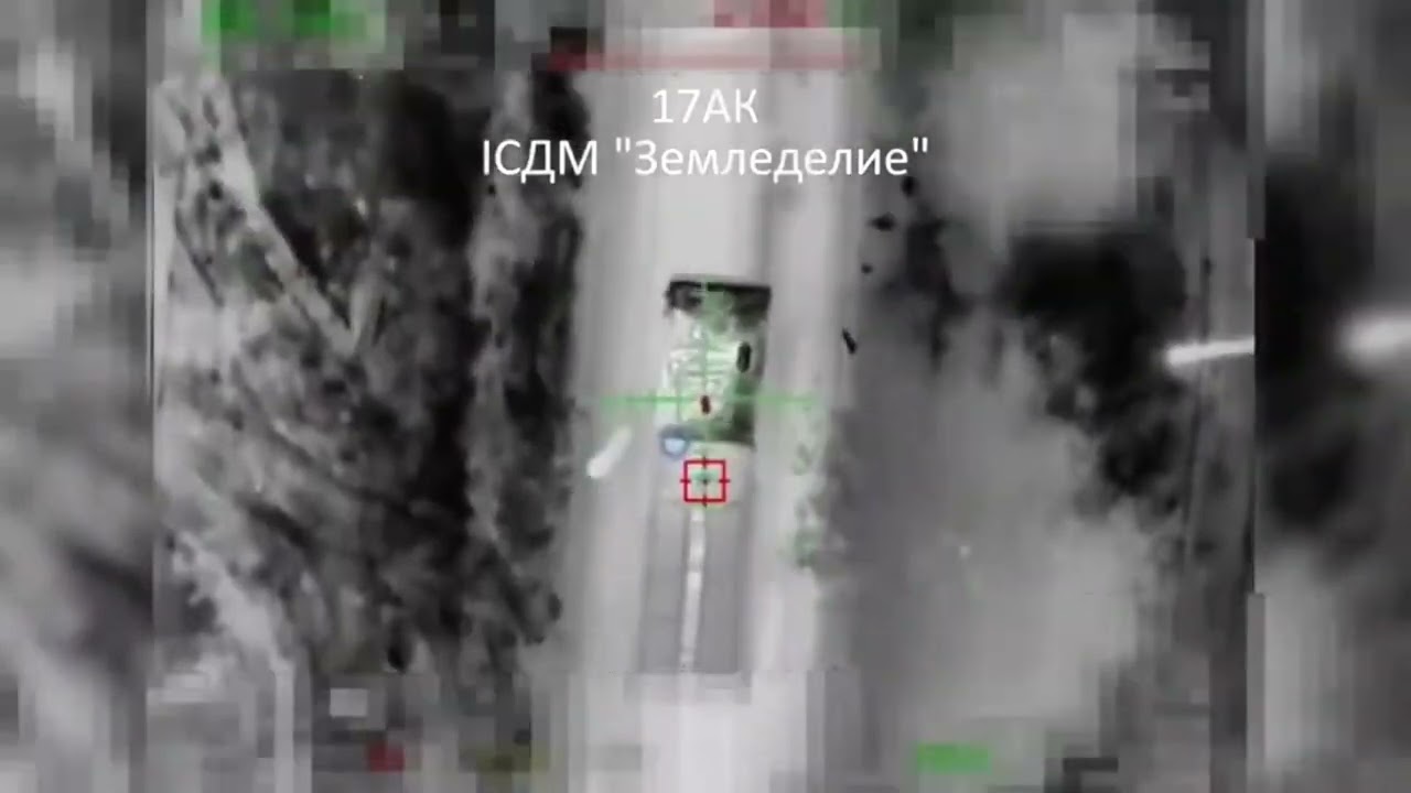 Ukraine war footage, Fully Loaded Zemledeliye mine laying System Hit By Bomber Drone
