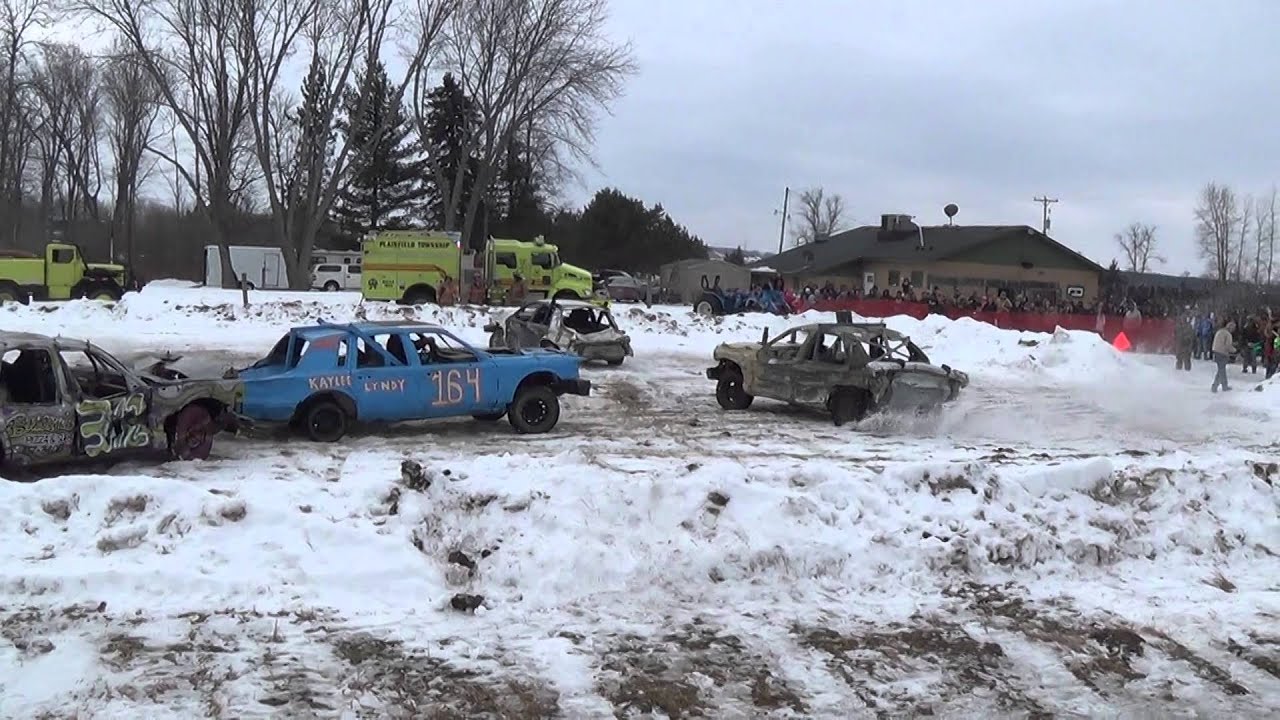 Winter 2016 Hard Hat Bar Demolition Derby Heat 1 (Hale,Michigan) YouTube