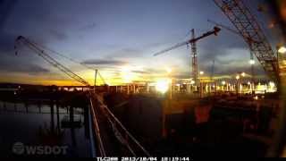 SR 520 - Pontoon Float-out time-lapse - Pontoon Construction Project - Oct. 2013