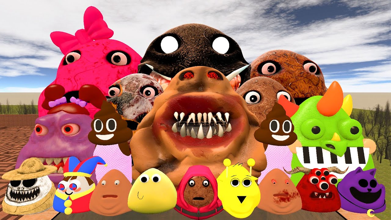 SPARTAN KICKING POU BOU FAMILY FROM BOU'S REVENGE Of POU and SPRUNKI POU in BIG MAZE Gmod!!!