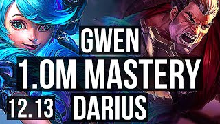 GWEN vs DARIUS (TOP) | 8 solo kills, 1200  games, 1.0M mastery | EUW Diamond | 12.13