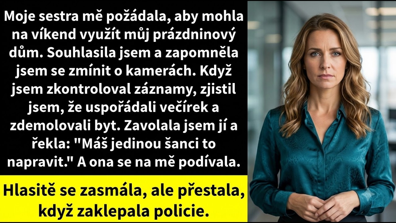 Když se mi sestra ozvala, že si chce na víkend půjčit moji chatu, řekla mi přesně to, co říká vždycky: „Kirsten, prosím. Ty jsi ta velkorysá." Souhlasila jsem. A ona mi na oplátku zdemolovala dům....