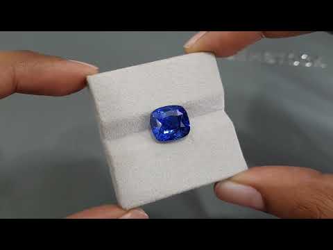 Unique blue sapphire of rare Peacock or Electric Blue color in cushion cut 9.28 ct, Sri Lanka Video  № 3