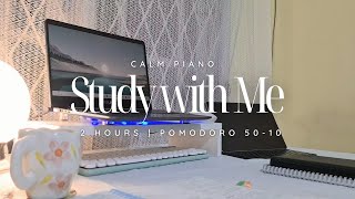 📚2 Hours Study with Me | Soft Rain🌛| Pomodoro 50-10 + Alarm and Timer | Calm Piano 🎹 screenshot 5