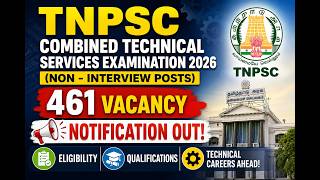 TNPSC Combined Technical Services Recruitment 2026 | 461 Non-Interview Posts | Qualifications