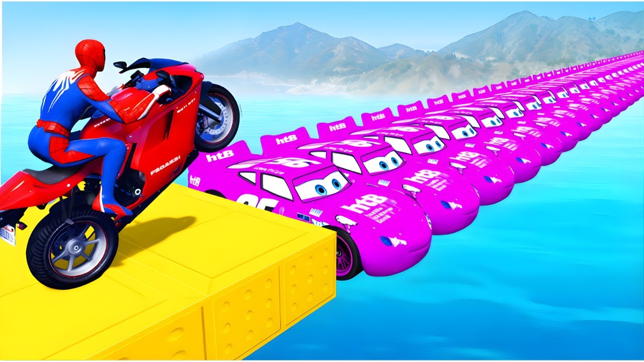 Spider-Man Rescue Batman vs iron man on McQueen Bridge l Epic GTA 5 Superhero Battle with venom