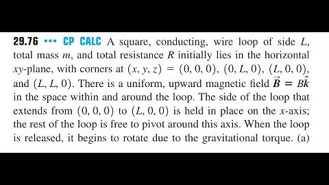 CP CALC A square, conducting, wire loop of side , total mass and total resistance initially lies in