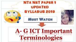 ICT - Important Terminologies NTA UGC NET Paper 1