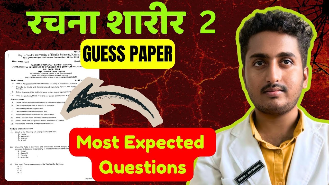 Rachana Sharir Paper 2 - Guess Paper | BAMS First Year University Exam 2026
