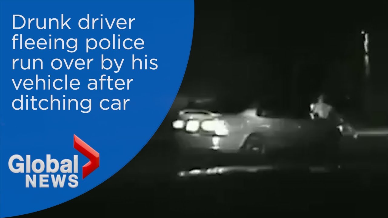 Suspected drunk driver hit by his own car after fleeing police on foot ...