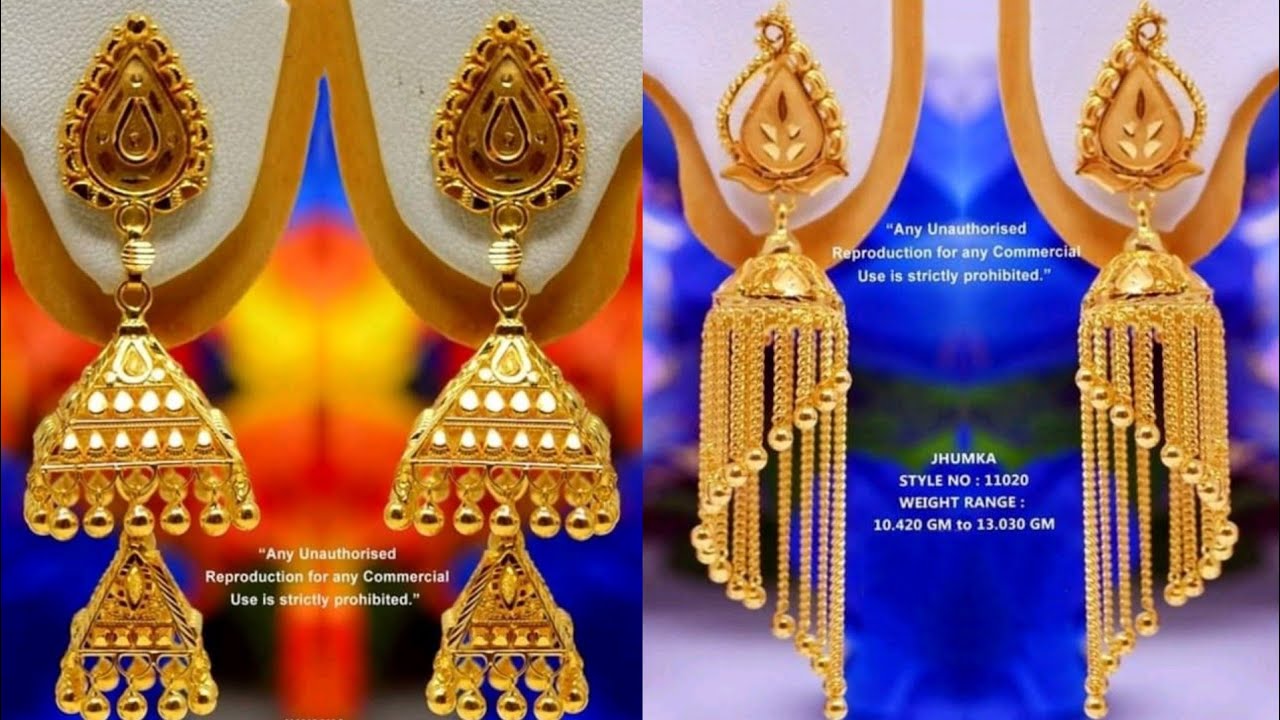 Latest Jhumka-pasha design in gold with weight - YouTube