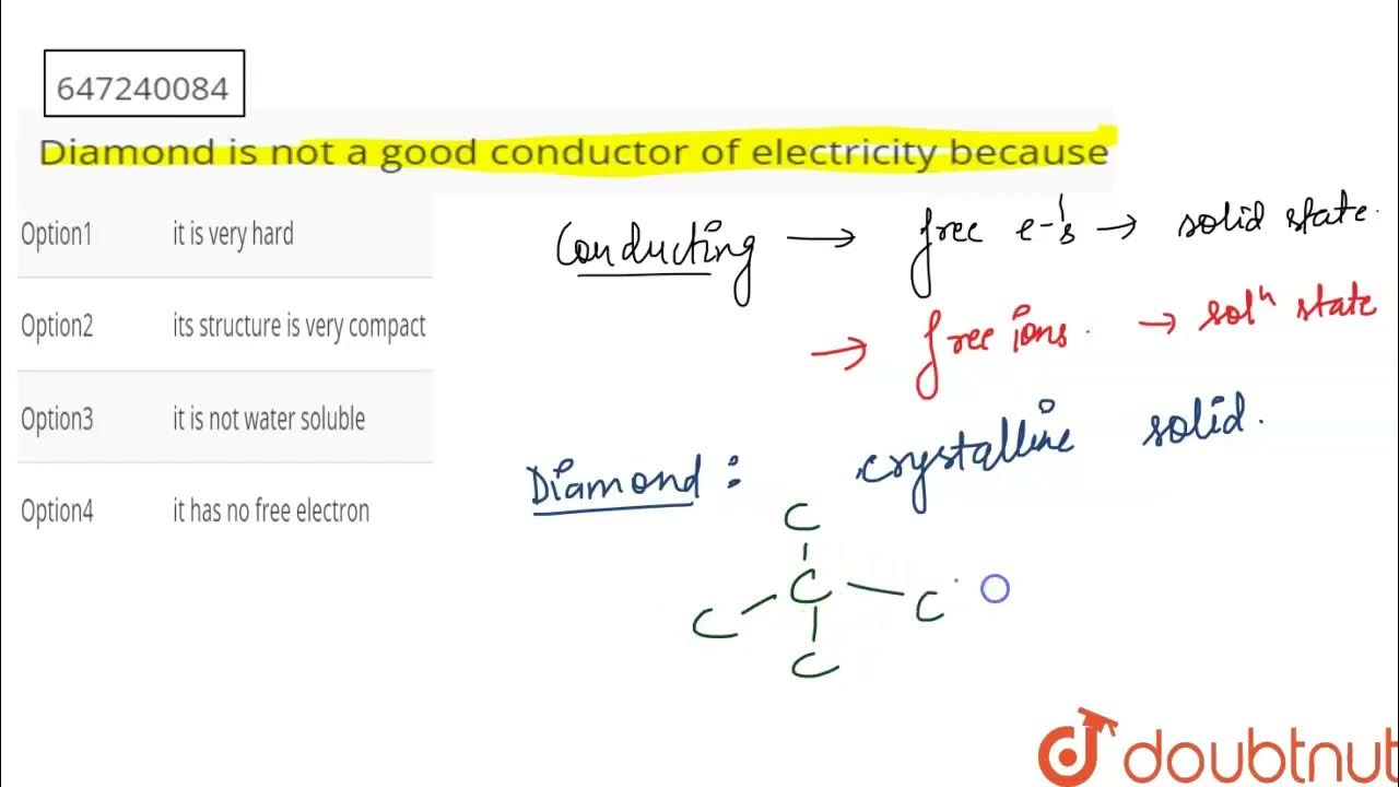 Diamond is not a good conductor of electricity because CLASS 10