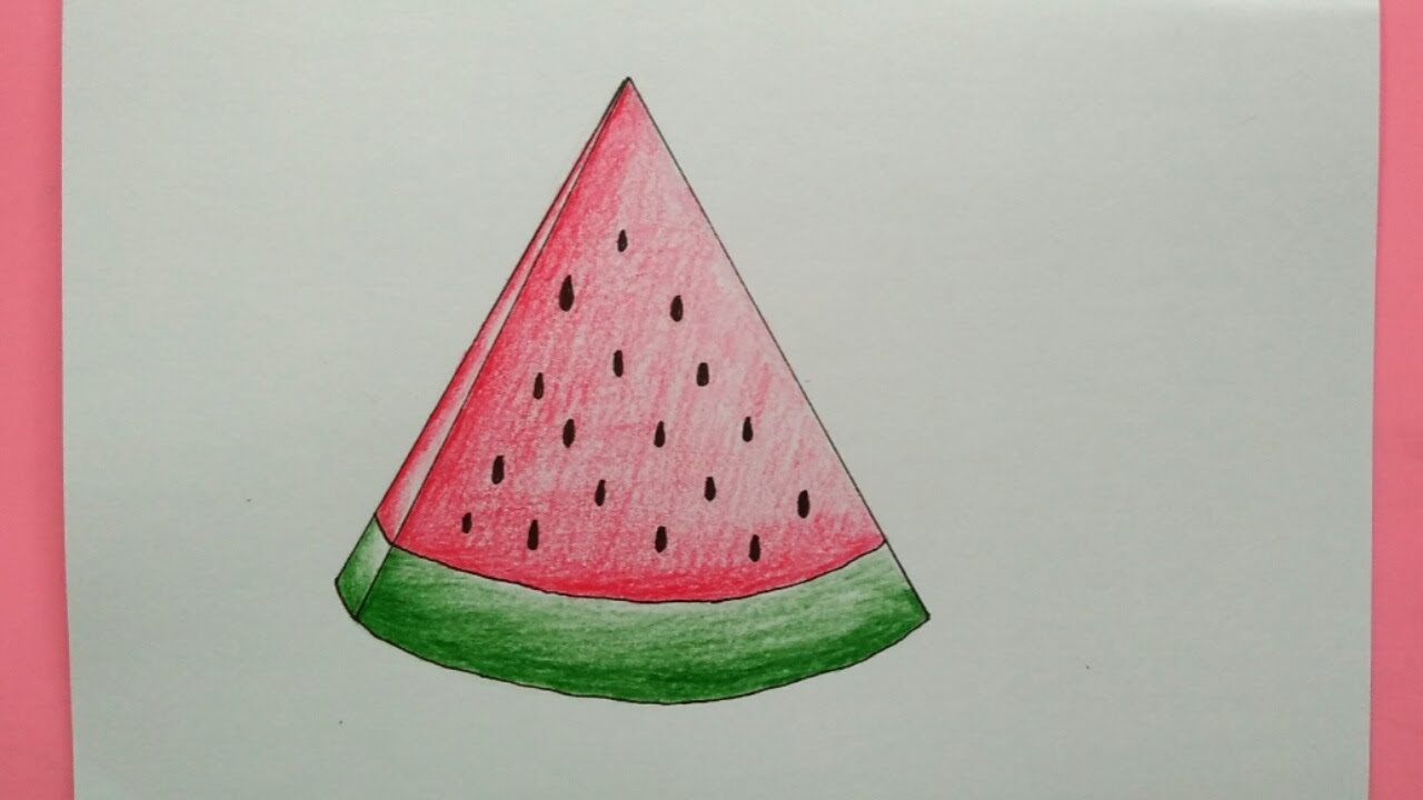  Cara  Menggambar  Buah Semangka  How To Draw Watermelon 