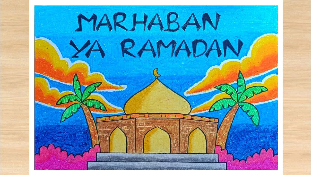 Mewarnai Gambar Masjid | Poster Marhaban ya Ramadan