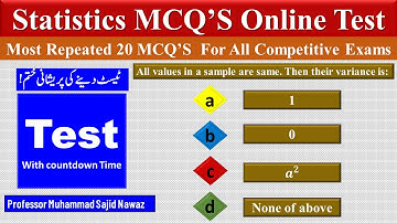 Statistics MCQS Online Test for  all Competitive Exams | Part 13 |