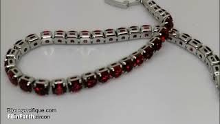 Bracelet en pierres rouge rubis rondes en zircon