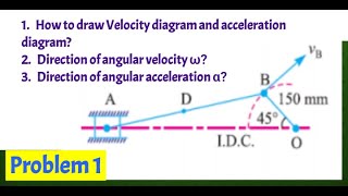 Problem 1on velocity and acceleration diagram  for Slider crank mechanism/    Theory of machines