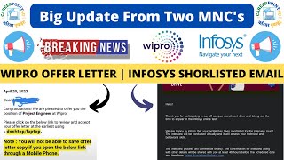 BIG UPDATE FROM TWO MNCS | INFOSYS | WIPRO | OFFER LETTER | SELECTION MAIL | NO UPDATE WHY