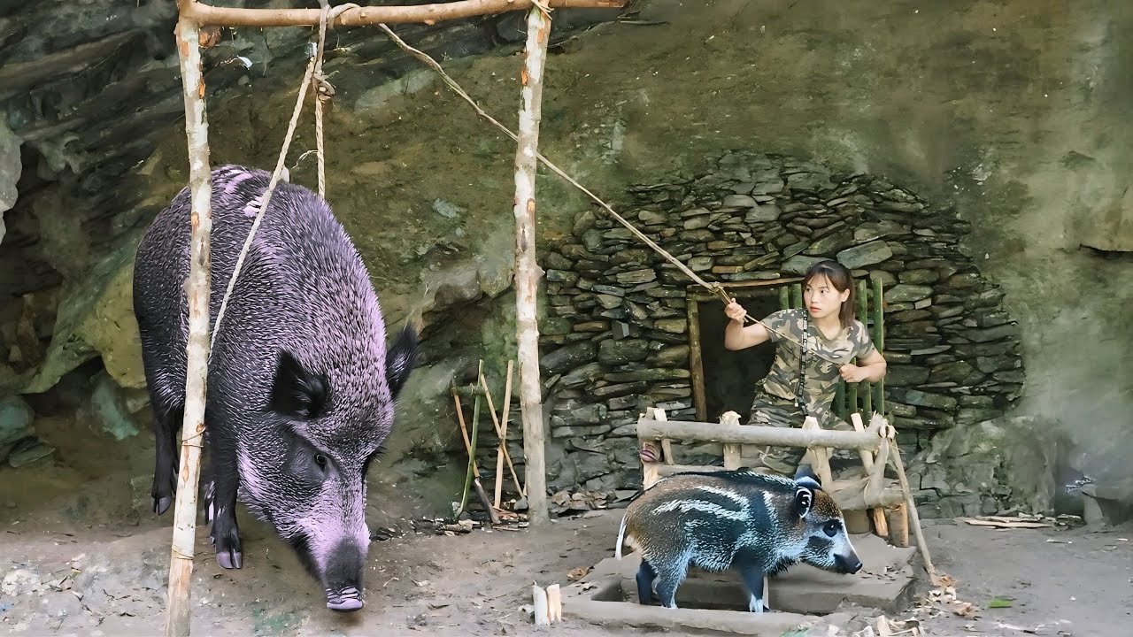 200 days of survival in nature, trap creation skills to trap wild boars, survival alone