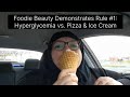 Foodie beauty demonstrates rule 1 hyperglycemia vs pizza and ice cream