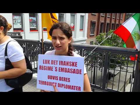 تظاهرات در دانمارک آرهوس محکومیت توطئه تروریستی رژیم آخوندی ۱۵ تیر