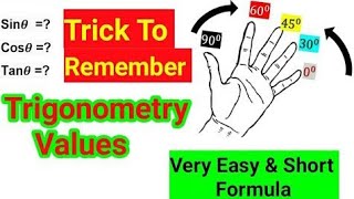 Trick To Remember Trigonometry Values|Trigonometry value table |How to Remember trigonometric ratio