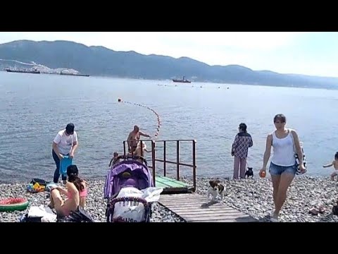 #новороссийск утренний море жара людей спасаются на море Пляж Малая Земля 9.06.2023.
