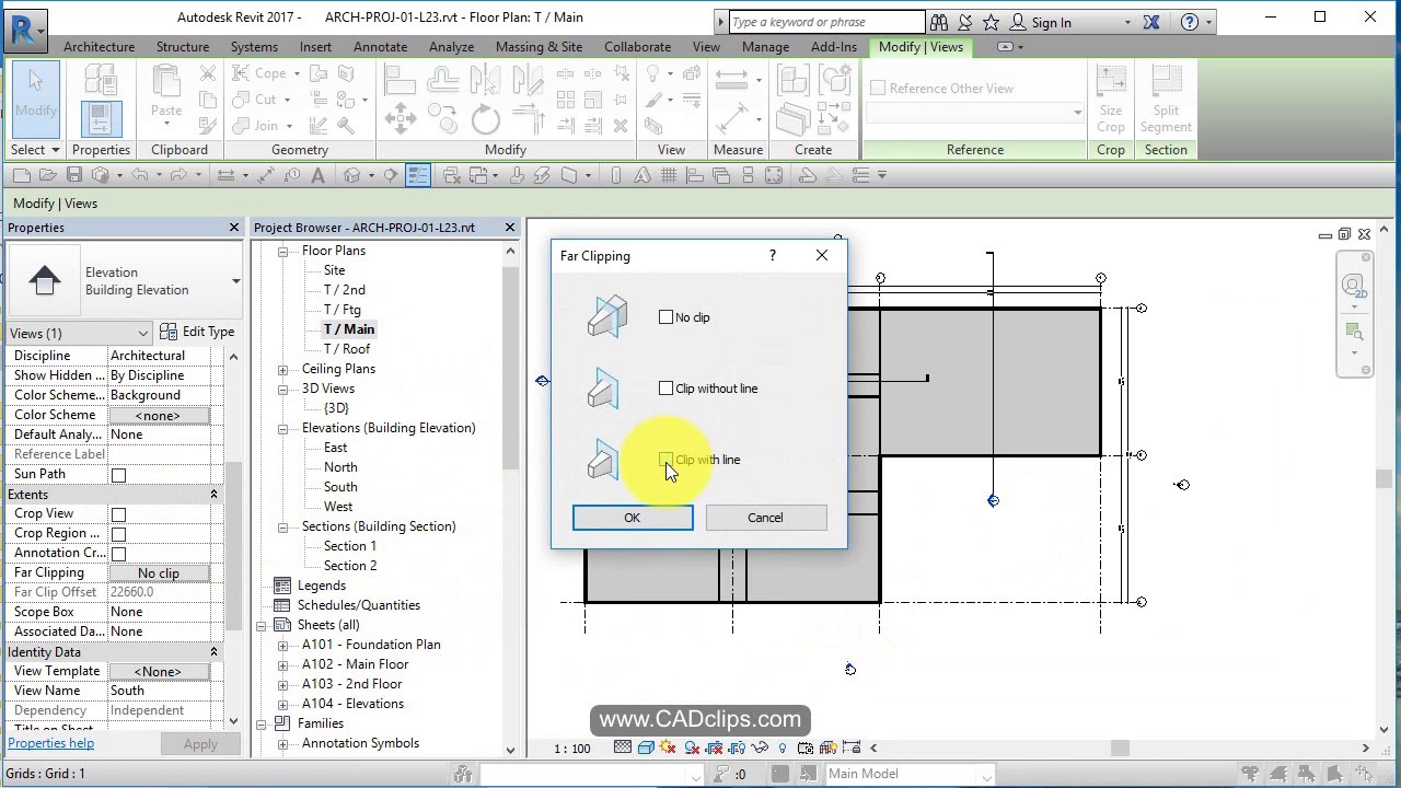 REVIT ARCHITECTURAL PROJECT 23 ADJUST ELEVATION FAR CLIPPING PLANE